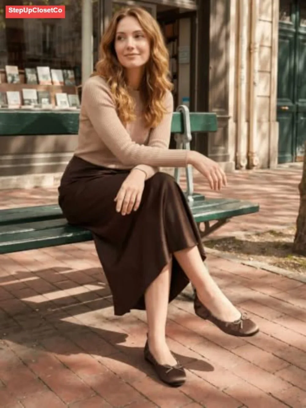 Ballet Flats with Bow - Slip On Comfort Dress Shoes for Work